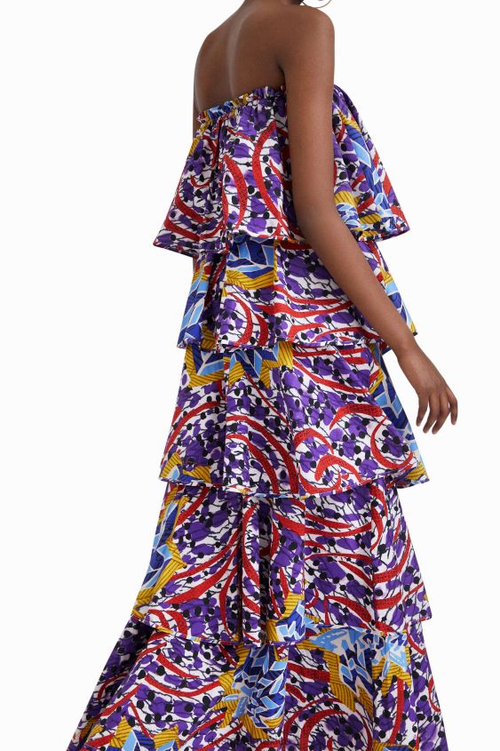 Desigual mujer vestido largo con volantes de stella jean VZ26R0778 ropa