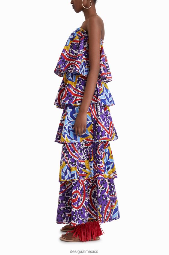 Desigual mujer vestido largo con volantes de stella jean VZ26R0778 ropa