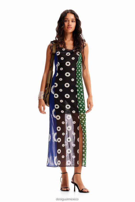 Desigual mujer vestido lencero midi con estampado geométrico VZ26R077 ropa