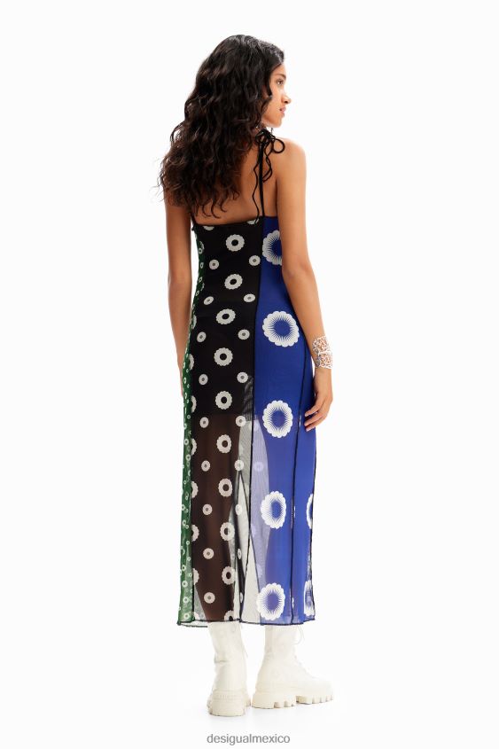 Desigual mujer vestido lencero midi con estampado geométrico VZ26R077 ropa