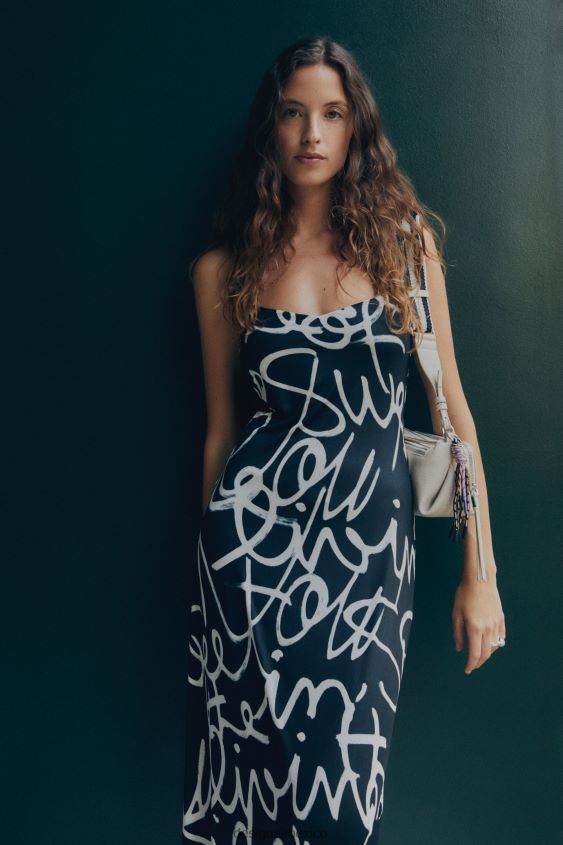 Desigual mujer vestido lencero midi con mensaje VZ26R033 ropa