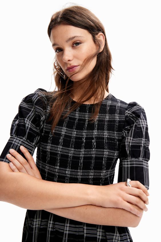 Desigual mujer vestido midi a cuadros VZ26R0214 ropa
