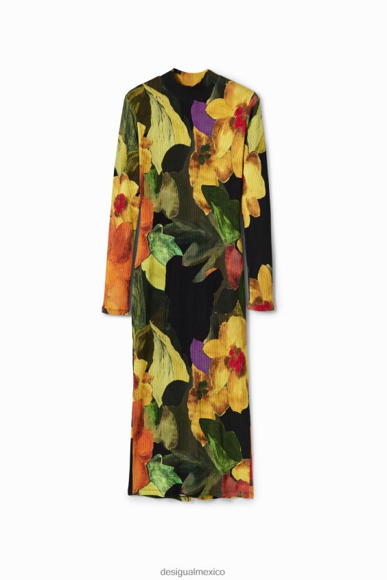 Desigual mujer vestido midi ajustado con estampado floral VZ26R01138 ropa
