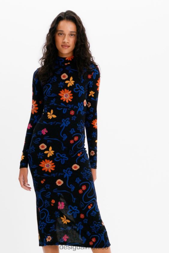 Desigual mujer vestido midi ajustado con estampado floral VZ26R0850 ropa