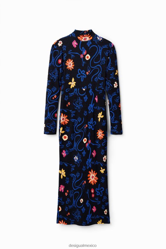 Desigual mujer vestido midi ajustado con estampado floral VZ26R0850 ropa