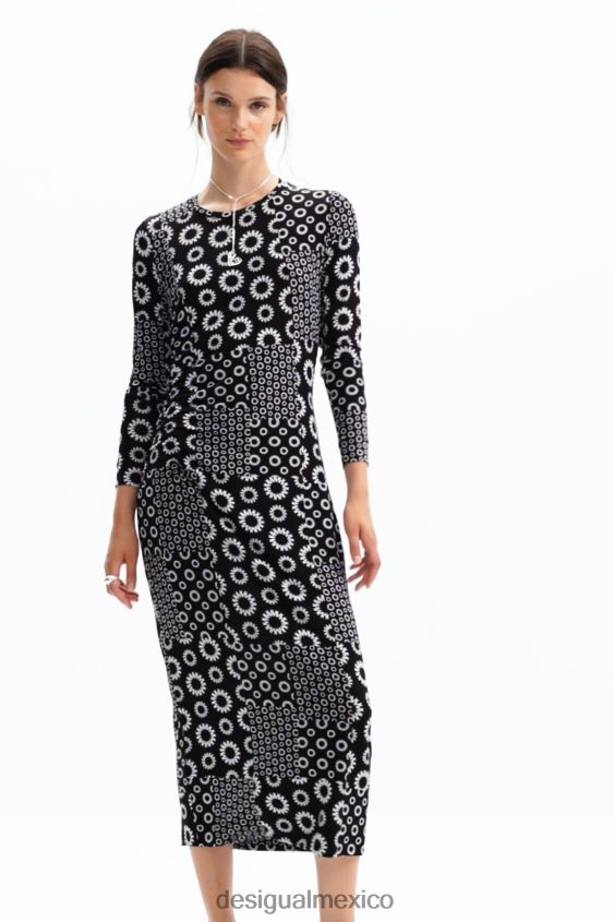 Desigual mujer vestido midi ajustado con patchwork VZ26R0206 ropa