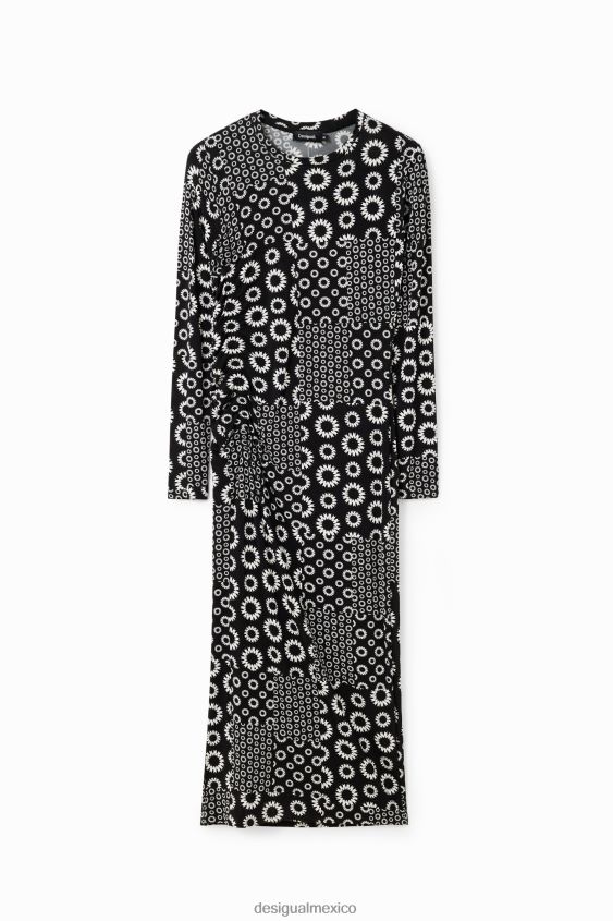 Desigual mujer vestido midi ajustado con patchwork VZ26R0206 ropa