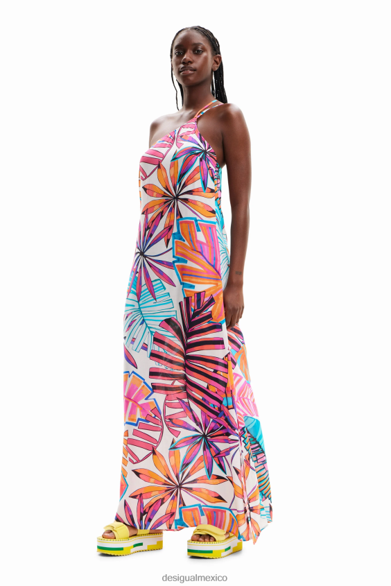 Desigual mujer vestido midi asimétrico tropical VZ26R0888 ropa