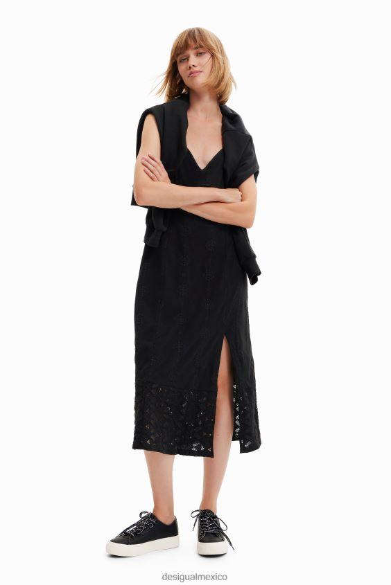 Desigual mujer vestido midi bordado VZ26R0699 ropa