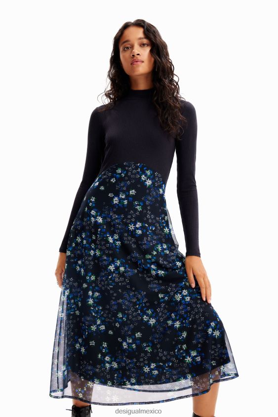 Desigual mujer vestido midi combinado con flores VZ26R0271 ropa