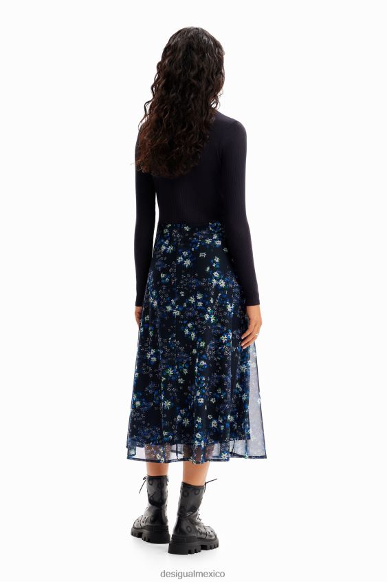 Desigual mujer vestido midi combinado con flores VZ26R0271 ropa