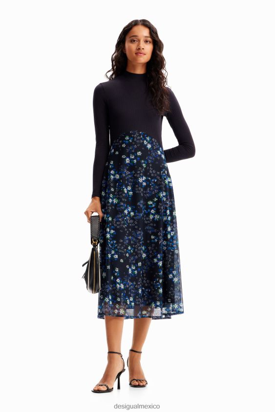 Desigual mujer vestido midi combinado con flores VZ26R0271 ropa