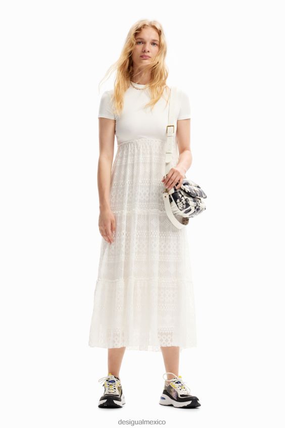 Desigual mujer vestido midi combinado de tul VZ26R0244 ropa