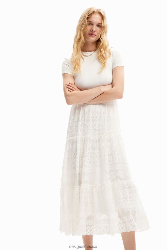 Desigual mujer vestido midi combinado de tul VZ26R0244 ropa