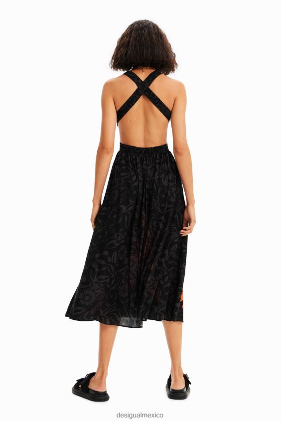 Desigual mujer vestido midi con aberturas tropicales VZ26R0960 ropa