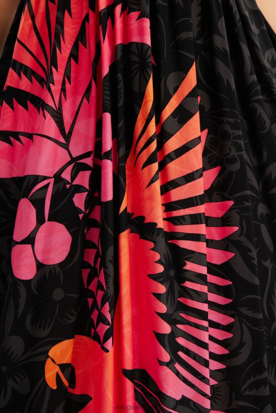 Desigual mujer vestido midi con aberturas tropicales VZ26R0960 ropa