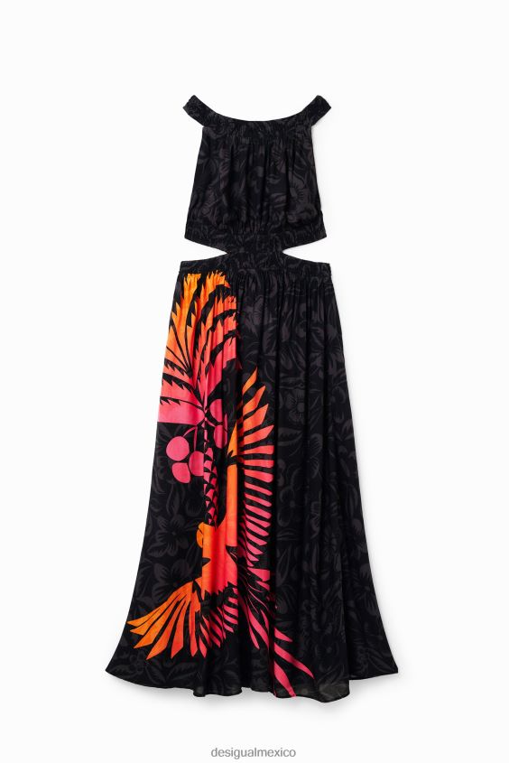 Desigual mujer vestido midi con aberturas tropicales VZ26R0960 ropa