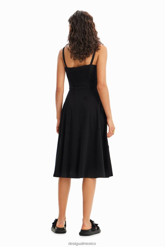 Desigual mujer vestido midi con bordado suizo VZ26R038 ropa