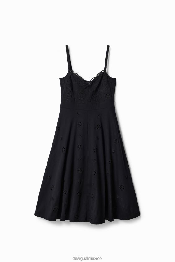 Desigual mujer vestido midi con bordado suizo VZ26R038 ropa