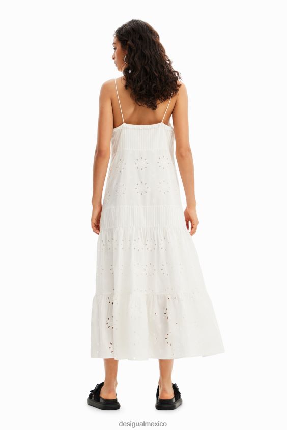 Desigual mujer vestido midi con bordado suizo VZ26R0478 ropa