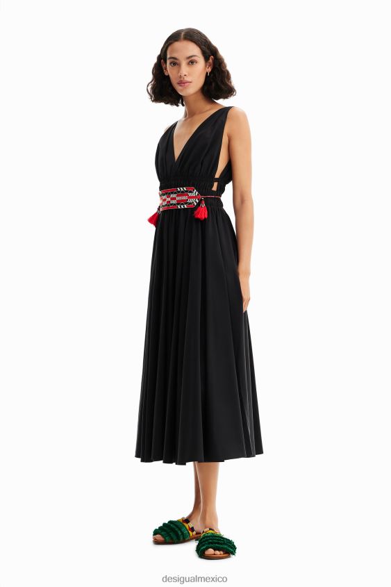 Desigual mujer vestido midi con cinturón stella jean VZ26R0126 ropa