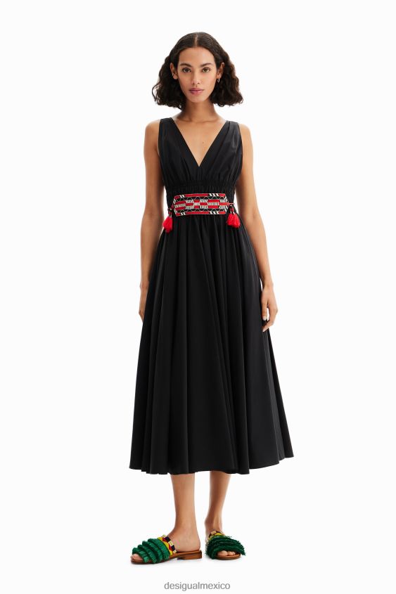 Desigual mujer vestido midi con cinturón stella jean VZ26R0126 ropa