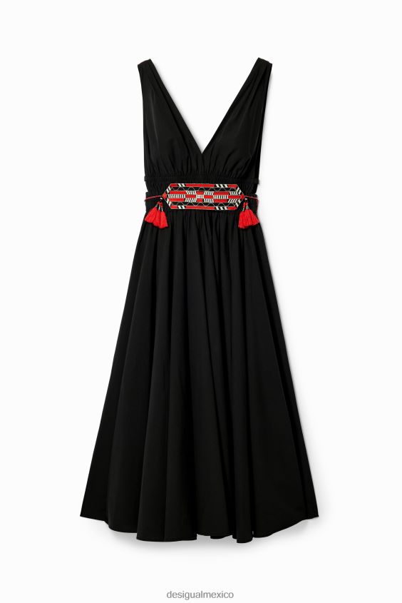 Desigual mujer vestido midi con cinturón stella jean VZ26R0126 ropa