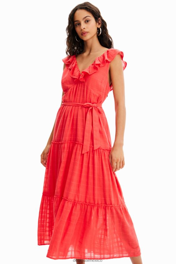 Desigual mujer vestido midi con volantes VZ26R0475 ropa