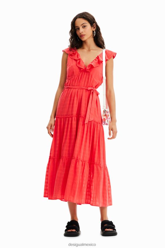 Desigual mujer vestido midi con volantes VZ26R0475 ropa