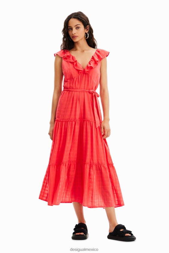Desigual mujer vestido midi con volantes VZ26R0475 ropa