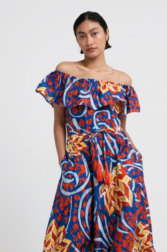 Desigual mujer vestido midi con volantes de stella jean VZ26R0890 ropa
