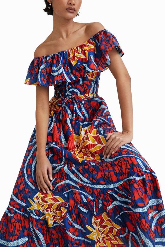 Desigual mujer vestido midi con volantes de stella jean VZ26R0890 ropa