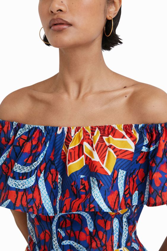 Desigual mujer vestido midi con volantes de stella jean VZ26R0890 ropa