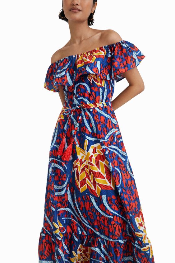 Desigual mujer vestido midi con volantes de stella jean VZ26R0890 ropa