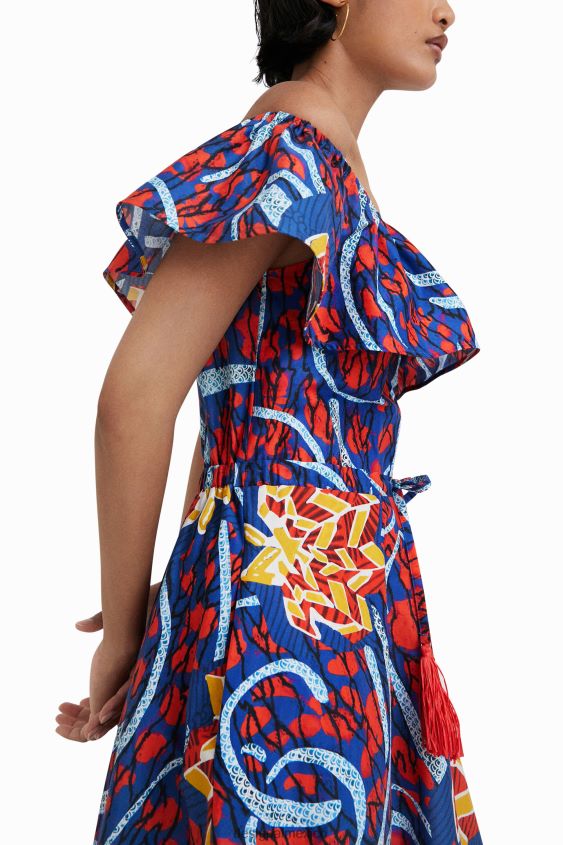 Desigual mujer vestido midi con volantes de stella jean VZ26R0890 ropa