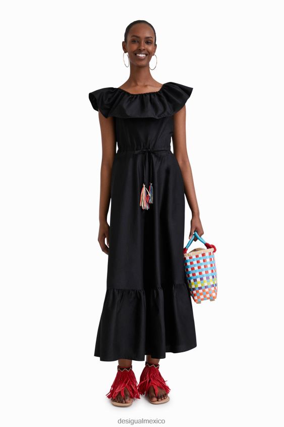 Desigual mujer vestido midi con volantes de stella jean VZ26R0934 ropa