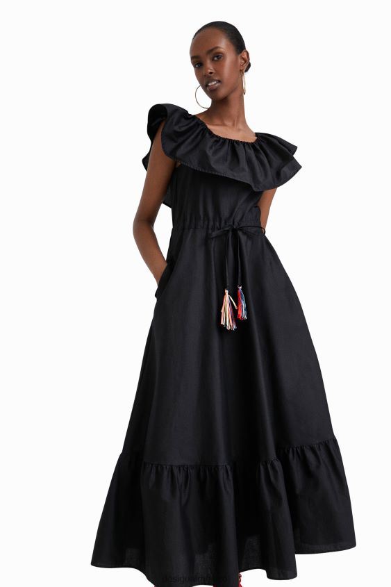 Desigual mujer vestido midi con volantes de stella jean VZ26R0934 ropa