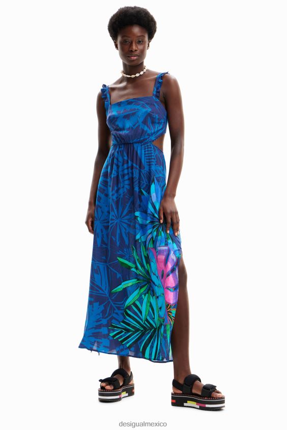 Desigual mujer vestido midi con volantes tropicales VZ26R0856 ropa