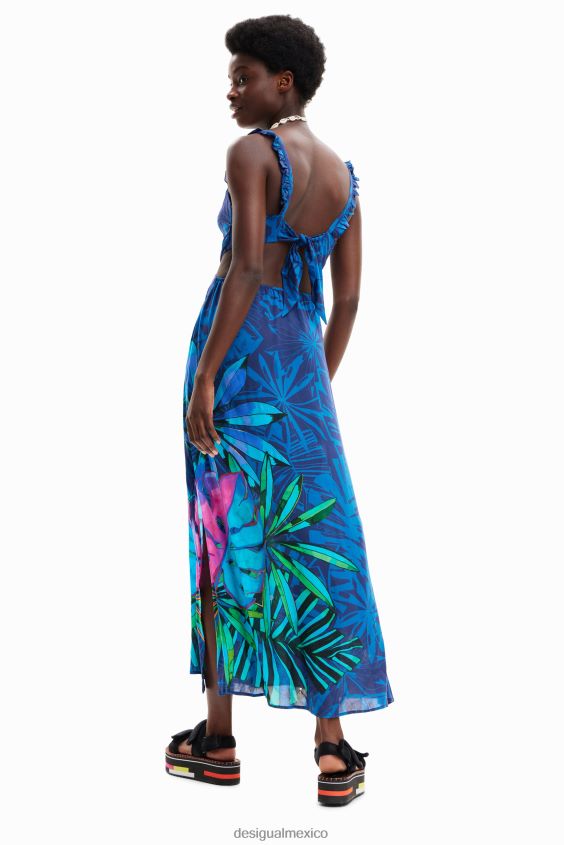 Desigual mujer vestido midi con volantes tropicales VZ26R0856 ropa