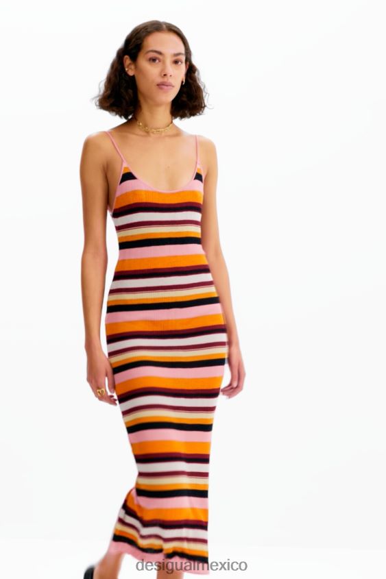 Desigual mujer vestido midi de canalé a rayas VZ26R0891 ropa