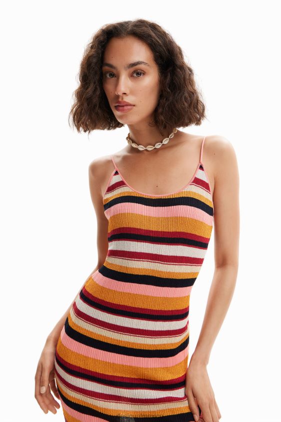 Desigual mujer vestido midi de canalé a rayas VZ26R0891 ropa