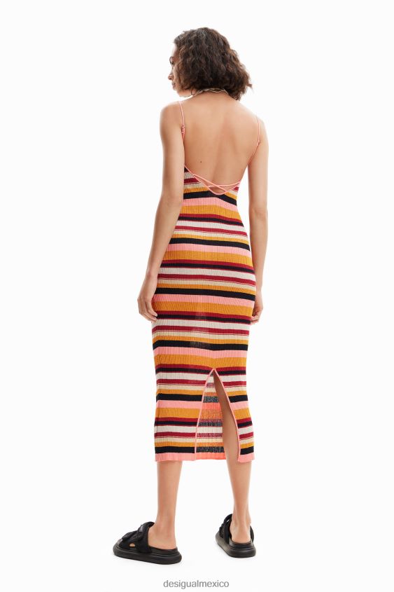 Desigual mujer vestido midi de canalé a rayas VZ26R0891 ropa