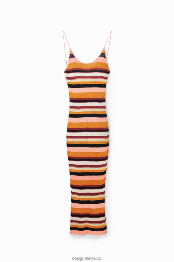 Desigual mujer vestido midi de canalé a rayas VZ26R0891 ropa