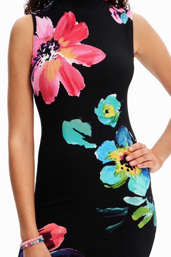 Desigual mujer vestido midi de canalé floral VZ26R0958 ropa