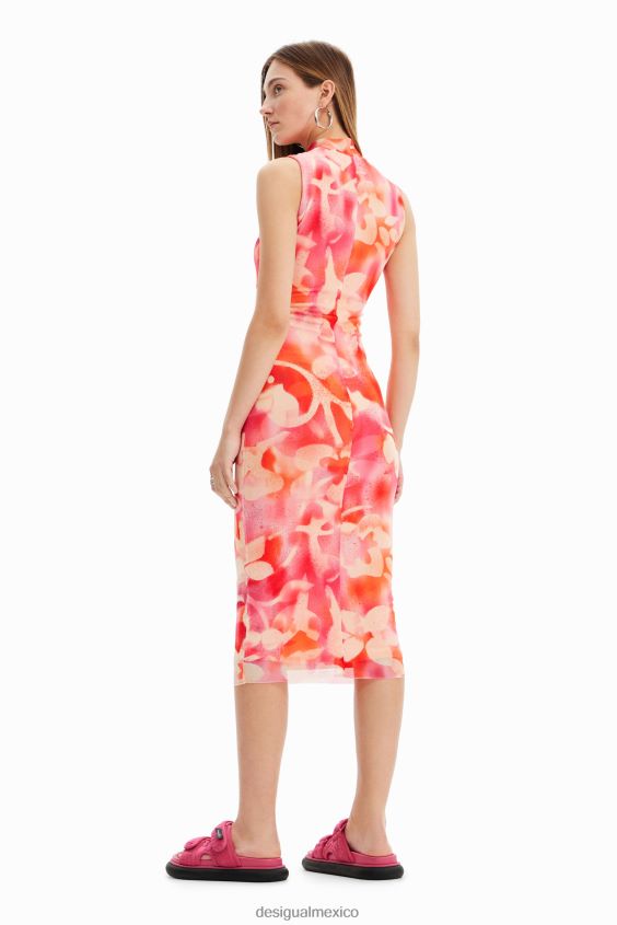 Desigual mujer vestido midi de tul floral VZ26R0287 ropa