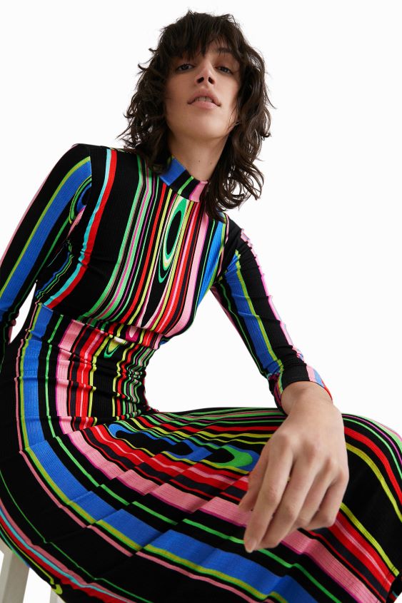 Desigual mujer vestido midi delgado VZ26R0783 ropa