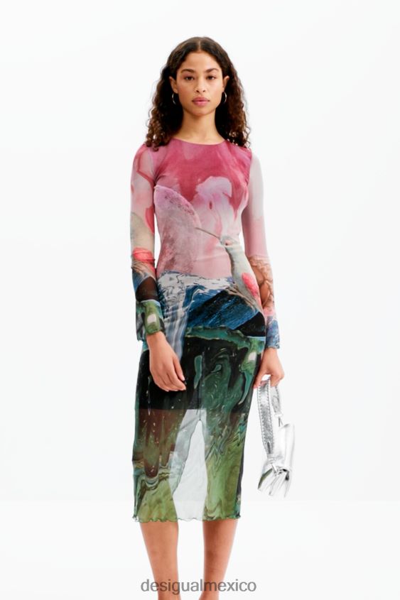 Desigual mujer vestido midi fino de tul fantasía VZ26R0520 ropa