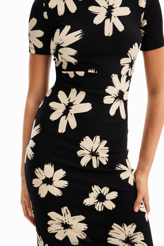 Desigual mujer vestido midi fino y artístico con estampado floral VZ26R0184 ropa