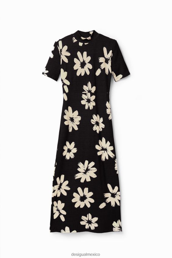 Desigual mujer vestido midi fino y artístico con estampado floral VZ26R0184 ropa