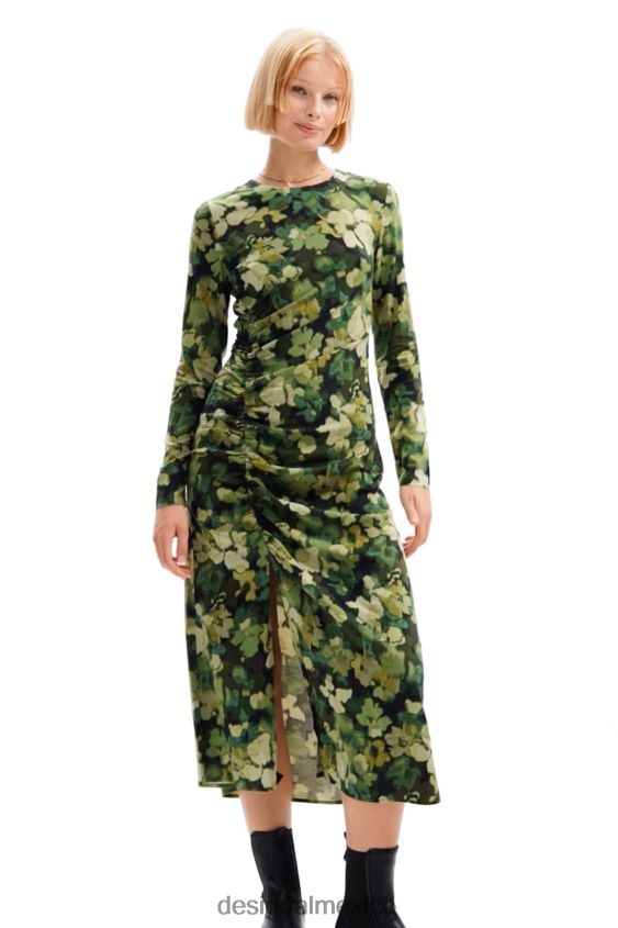 Desigual mujer vestido midi fruncido VZ26R085 ropa